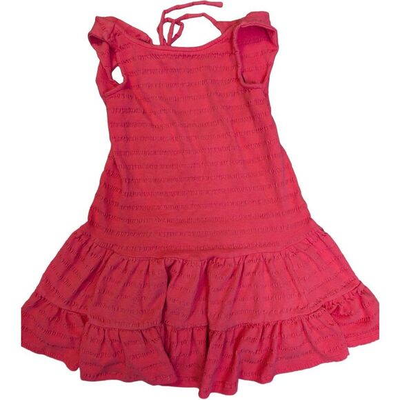 Anthropologie Mini Dress Sz XXSP Textured Flounce Open Back Ruffle Coral Pink - Picture 1 of 8